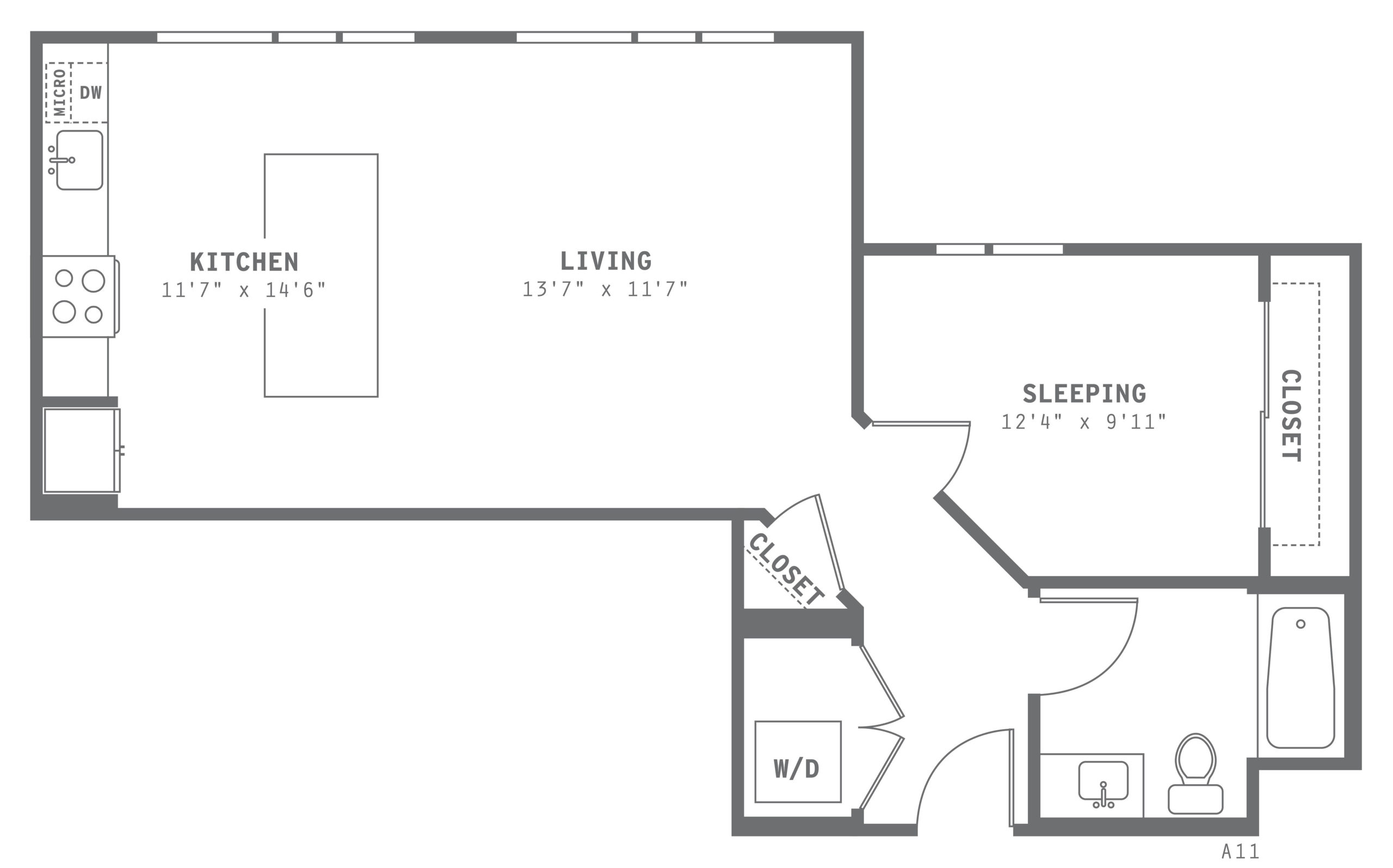 Astella One Bedroom Floor Plan A11