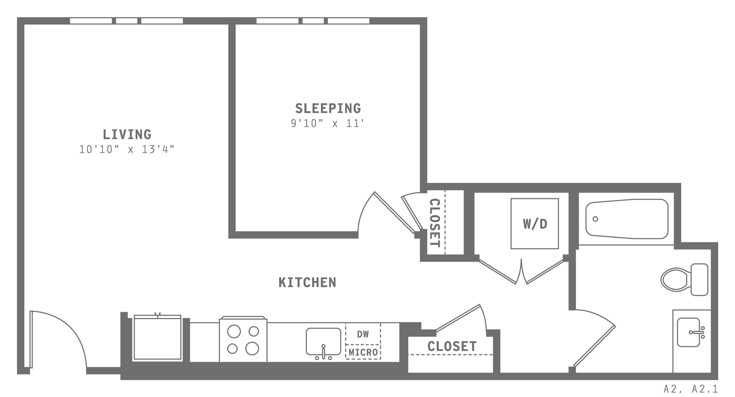 Astella One Bedroom Floor Plan A2