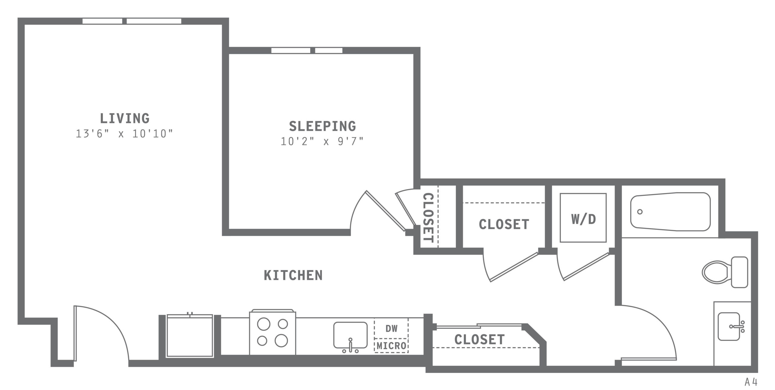 Astella One Bedroom Floor Plan A5