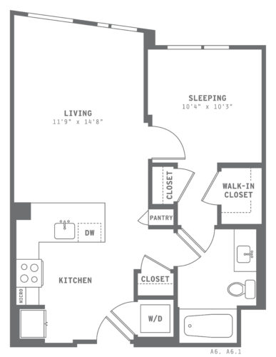 Astella One Bedroom Floor Plan A6