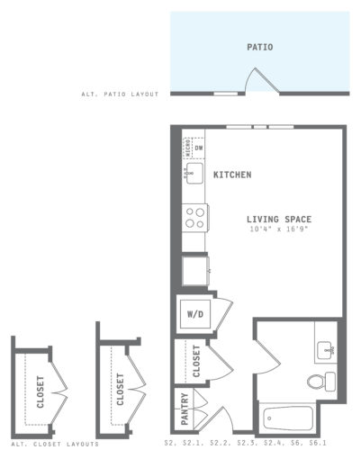 Astella Studio One Bedroom Floor Plan S3