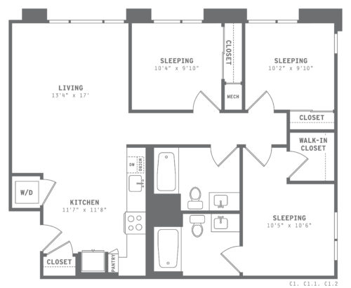 Astella Three Bedroom Floor Plan C1