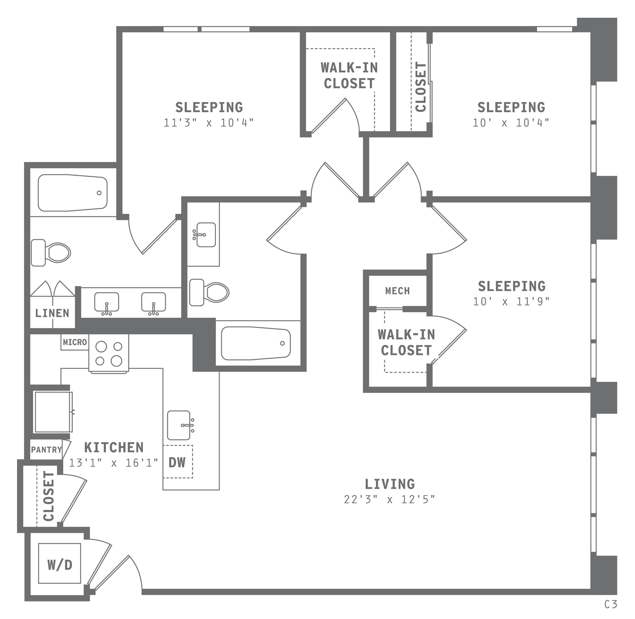 Astella Three Bedroom Floor Plan C2