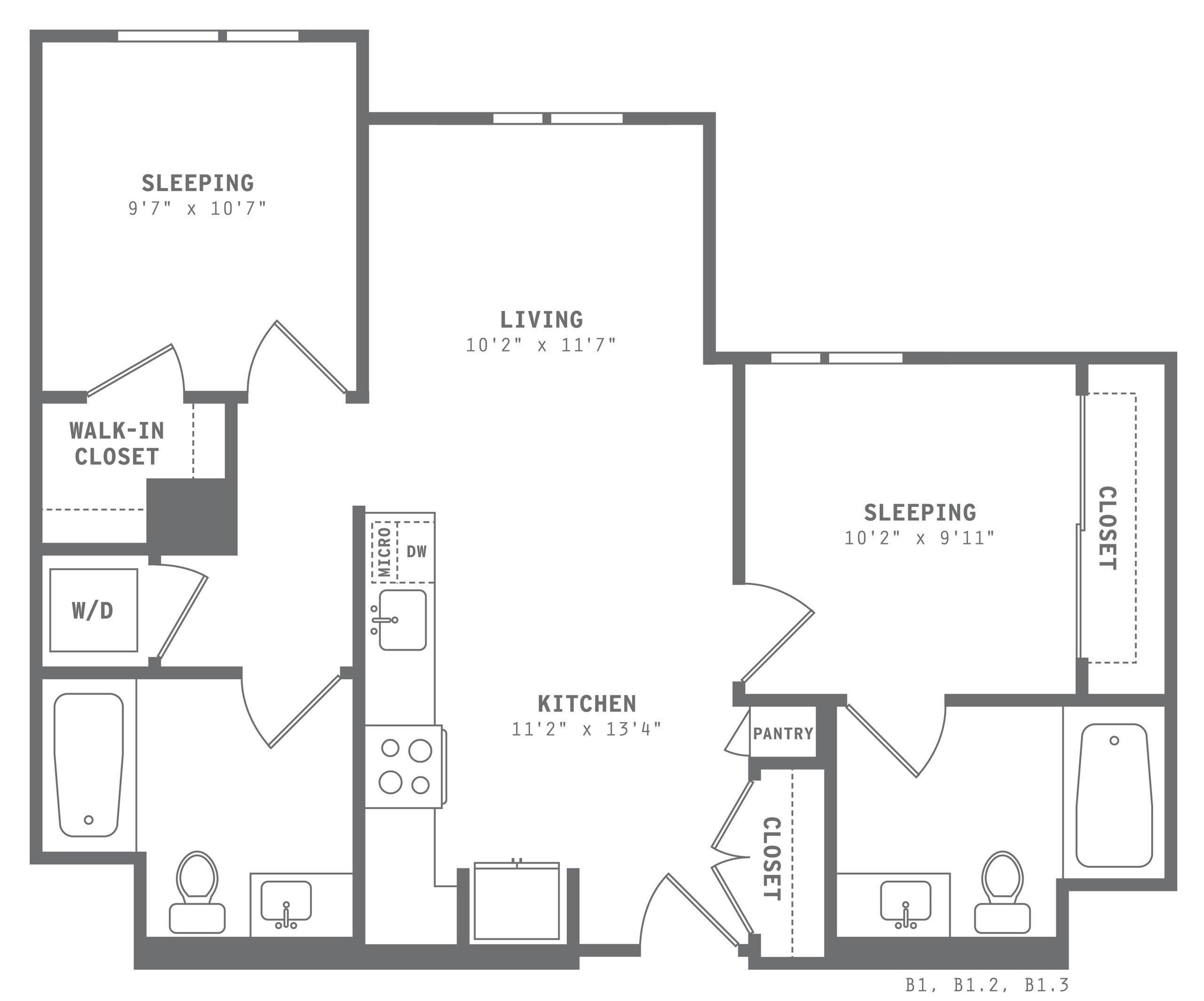 Astella Two Bedroom Floor Plan B1