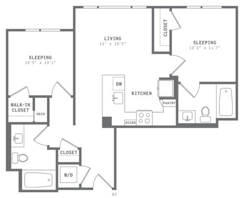 Astella Two Bedroom Floor Plan B2