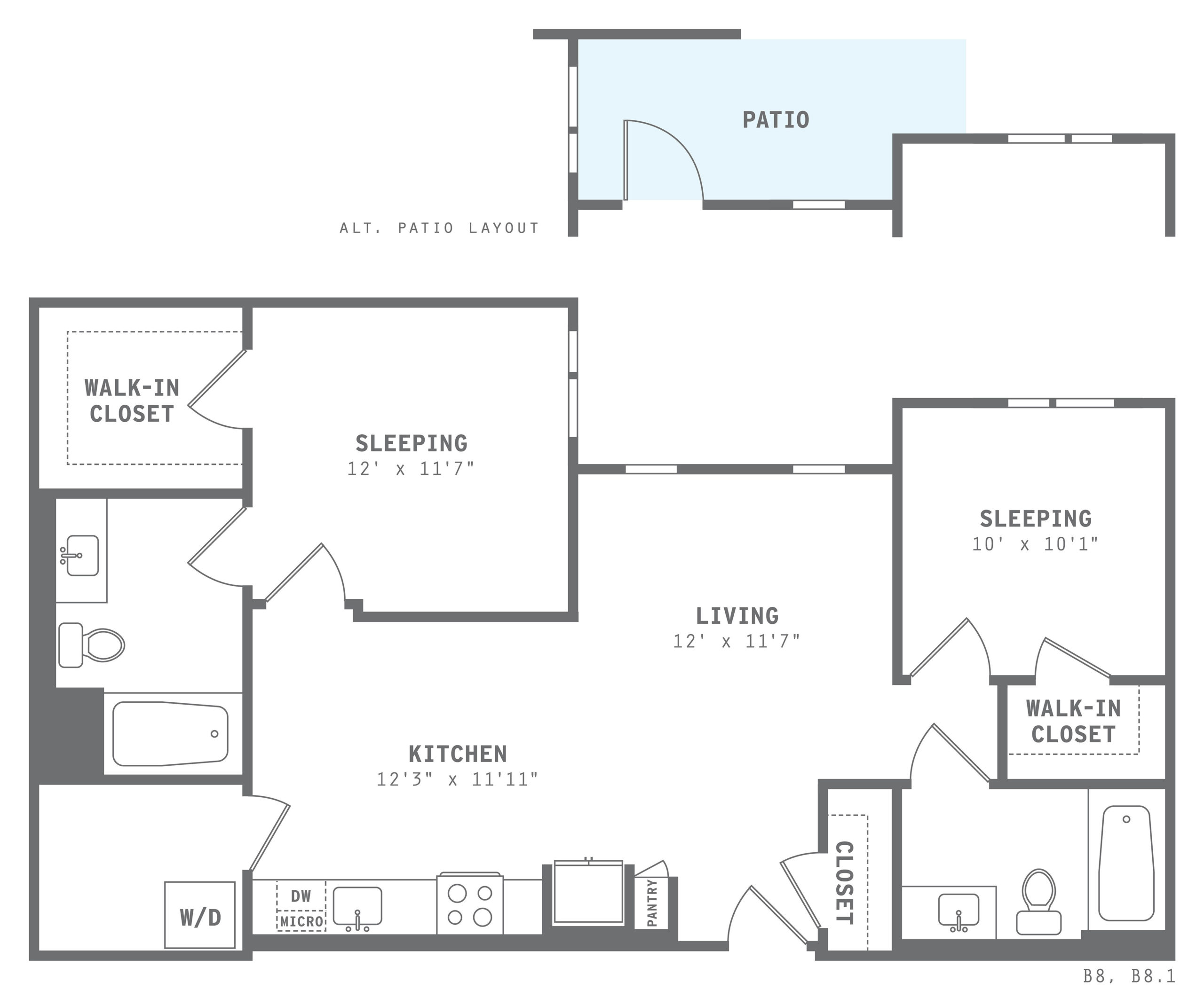 Astella Two Bedroom Floor Plan B8