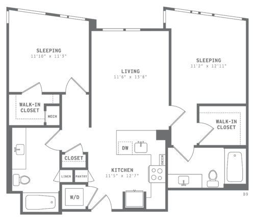Astella Two Bedroom Floor Plan B9