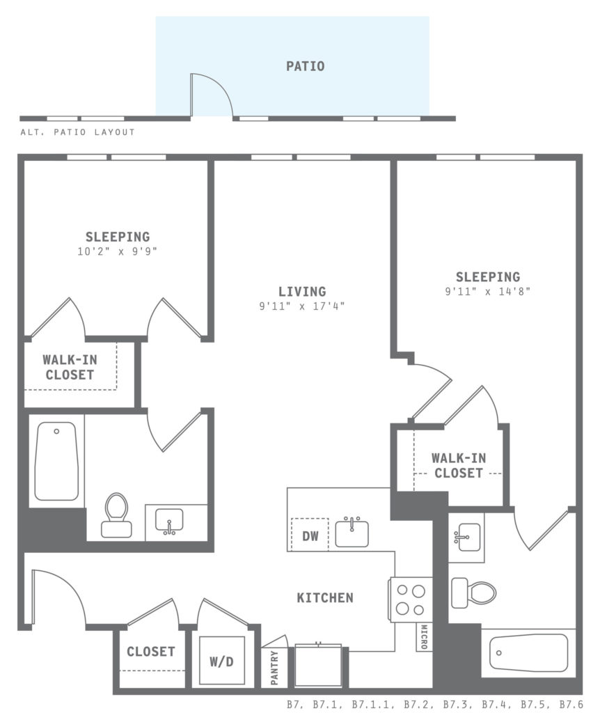 B5 Two Bed/Two Bath Luxury Floor Plan - Curated Floor Plans at Astella Apartments