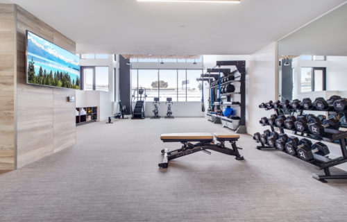 Athletic club with cardio and strength equipment - Elegant Indoor Comforts at Astella Apartments